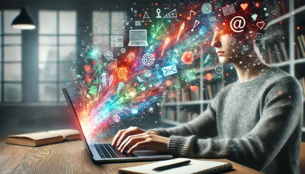 A person sitting at a desk, typing on a modern laptop